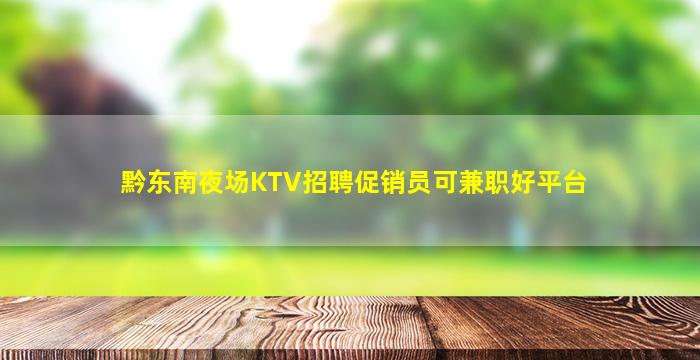 黔东南夜场KTV招聘促销员可兼职好平台